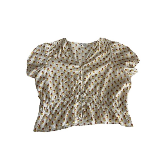 Madewell Sophia Short Sleeve Top Women Size 3x Wild Calendula Block Print - Picture 2 of 7